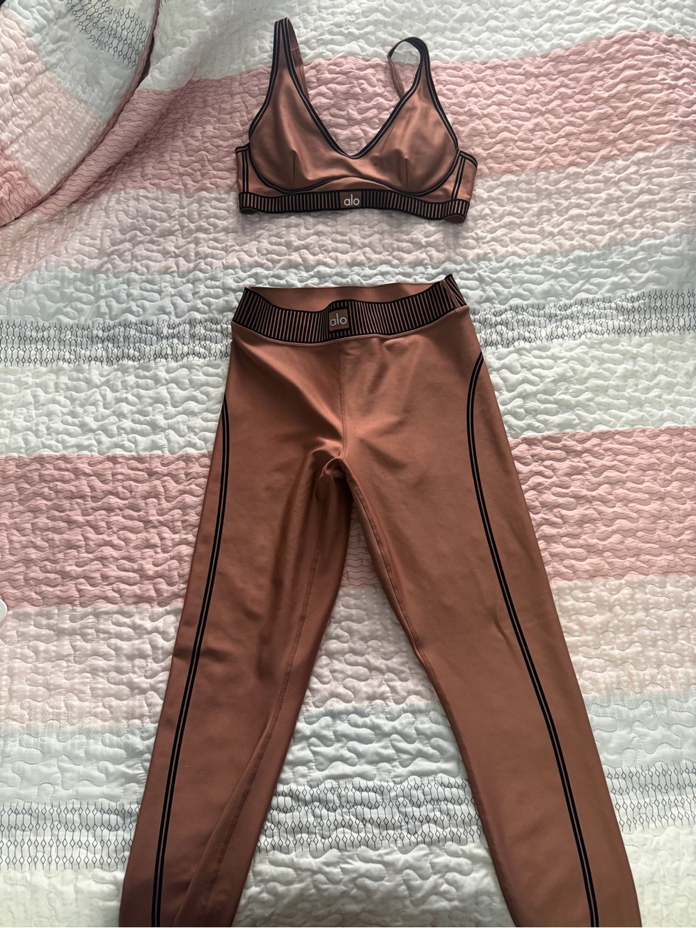 ALO Yoga Copper Brown Bralette & Legging Set